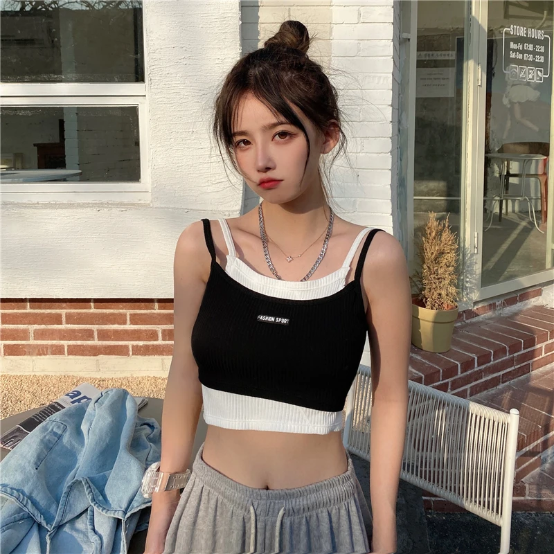 

Woman Knitted Tank Top Women Strap Vest Sexy Female Knitting Crop Top Women's Tube Top