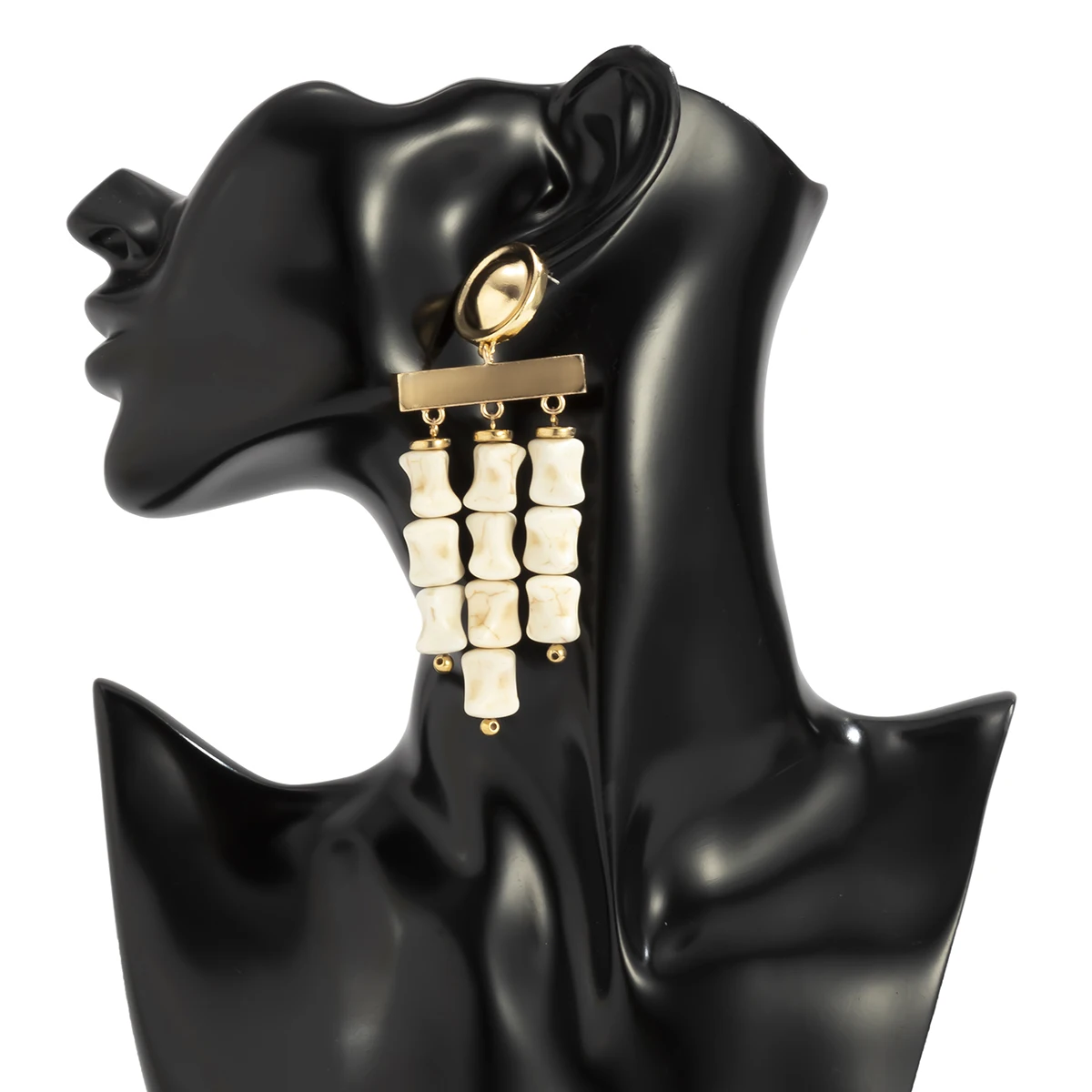 

IngeSight.Z Vintage Geometric Stone Tassel Pendant Earrings for Women Statement Gold Color Drop Dangle Earrings Female Jewelry