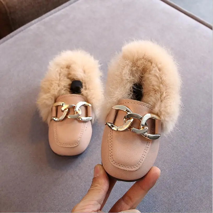 Обувь для маленьких девочек Теплая обувь принцессы из искусственной кожи на