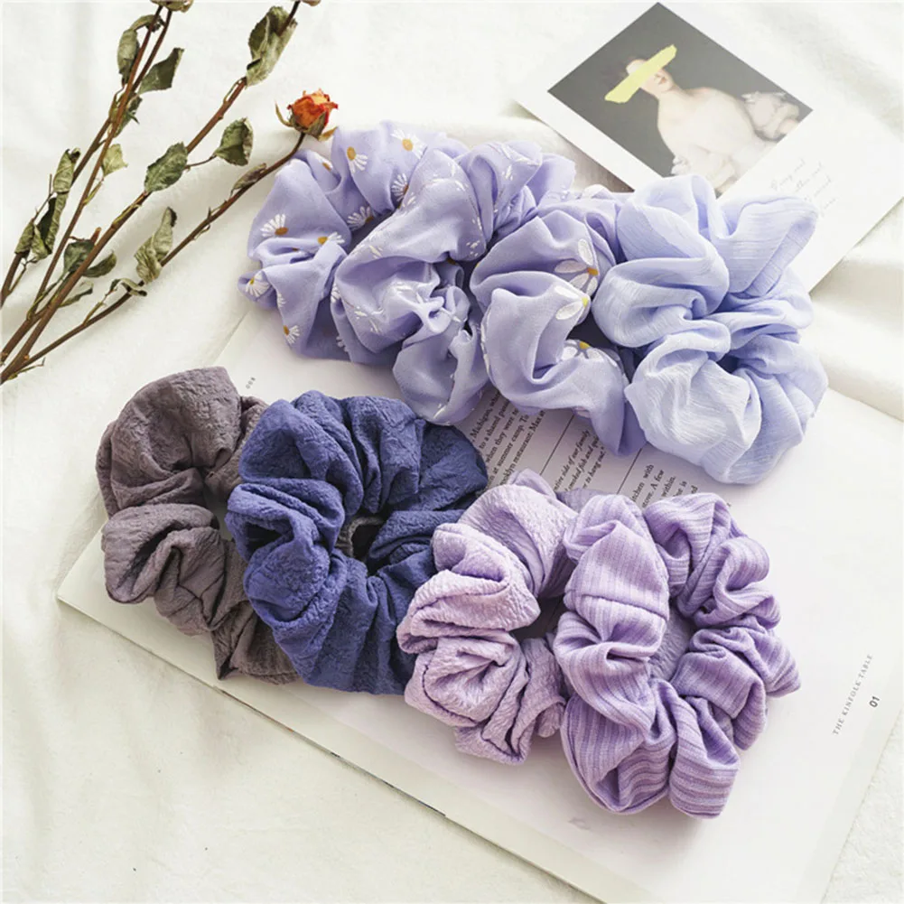 

Purple Daisy Scrunchie Hairband Women Girl Elastic Hair Rubber Bands Hair Accessories Headband Gum Hair Tie Rope Ponytail Holder