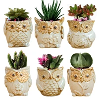 46pcs strongwell ceramic owl shape succulent flower pot home living room decoration plant potted vase decoration planter pots