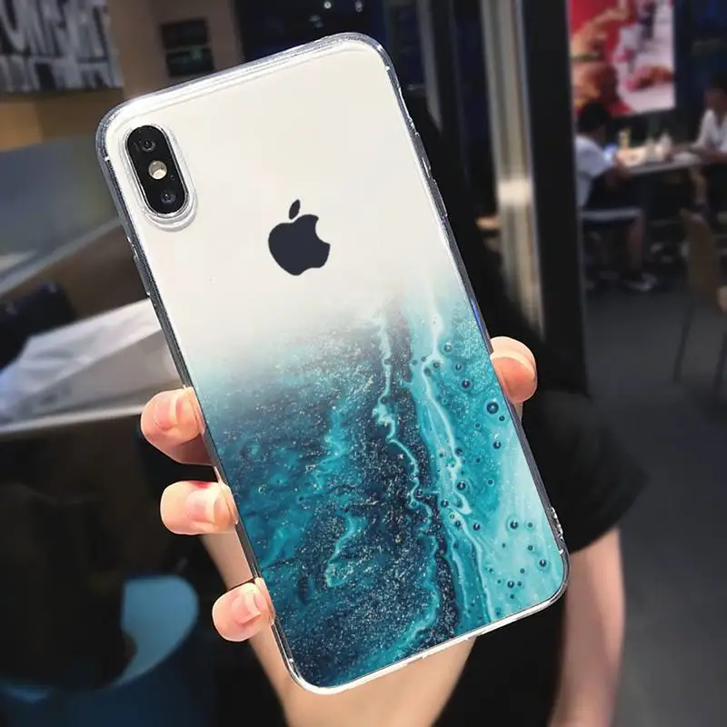 

luxury Marble Gradient art Phone Case Transparent soft For iphone 5 6 7 8 11 12 s c se plus mini x xs xr pro max