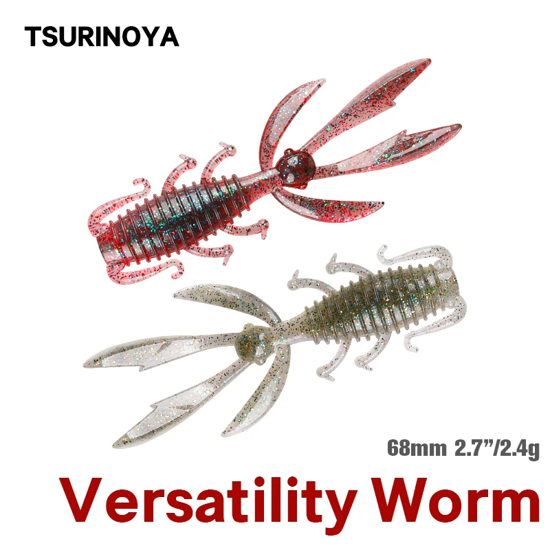 

TSURINOYA PIONEER 20Pcs 68mm 2.4g Soft Plastic Baits Fishing Lure Light Game Worm Ajing Bass Attractive Shrimp Odor Salt Wobbler