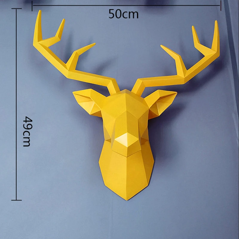 3D олень скульптура домашний Декор 50x49x20 см Настенная подвесная Статуя Украшение