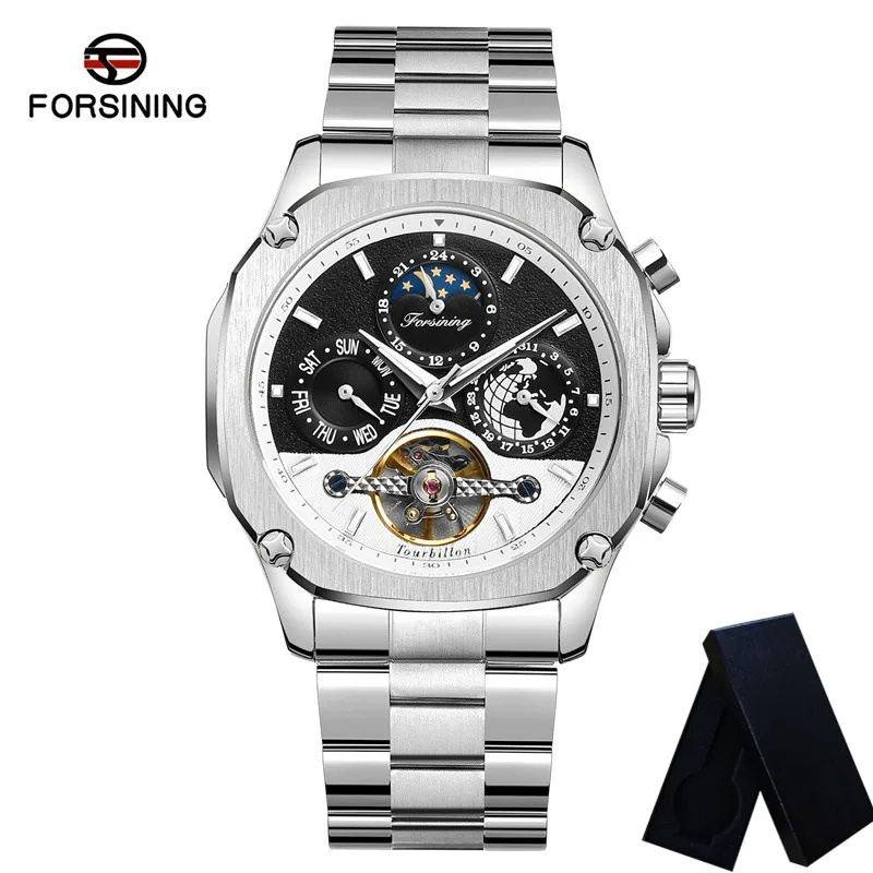 FORSINING Tourbillon автоматические механические мужские наручные часы военные армейские
