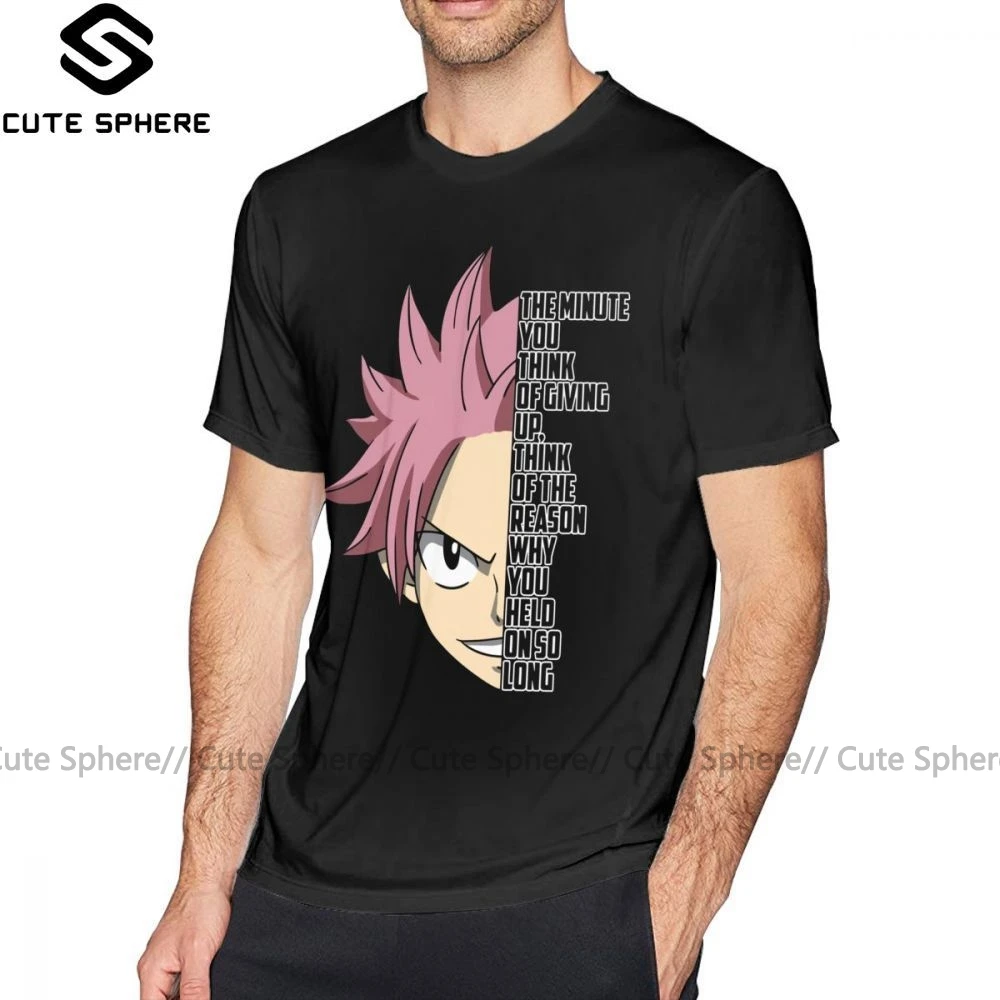 Fairy Tail футболка повод Never Give Up хлопковая Футболка уличная одежда с графическим