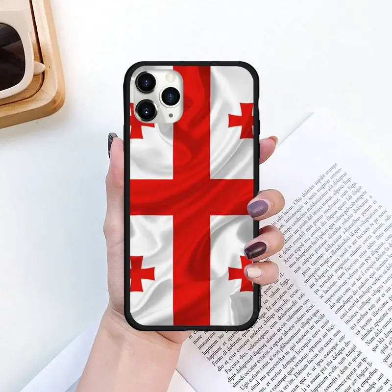 

Georgia flag design pattern Phone Cases for iPhone 11 12 pro XS MAX 8 7 6 6S Plus X 5S SE 2020 XR Luxury brand shell funda coque