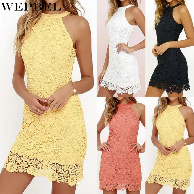 

Женское элегантное платье WEPBEL, Новинка лета 2021, модное платье для свадебной вечеринки, кружевное платье без рукавов с открытой спиной