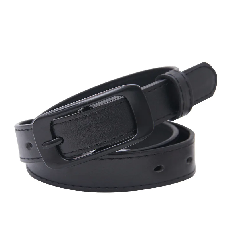 

Ремень с классической пряжкой Женский, тонкий дизайнерский пояс из искусственной кожи, повседневный черный, для джинсов и платьев