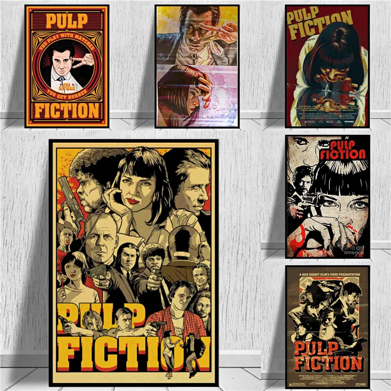 

Fiction Classic Movie Quentin Tarantino Vintage Art Posters and Prints Funny Canvas Painting Wall Art Pictures for Home Decor