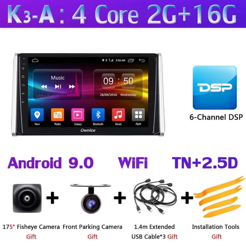K3-A 360 ° камера Android 9,0 8 ядерный 4G+ 64G SPDIF DSP CarPlay Автомобильный мультимедийный плеер gps навигация радиоприемник для Toyota RAV4 - Цвет: K3-A