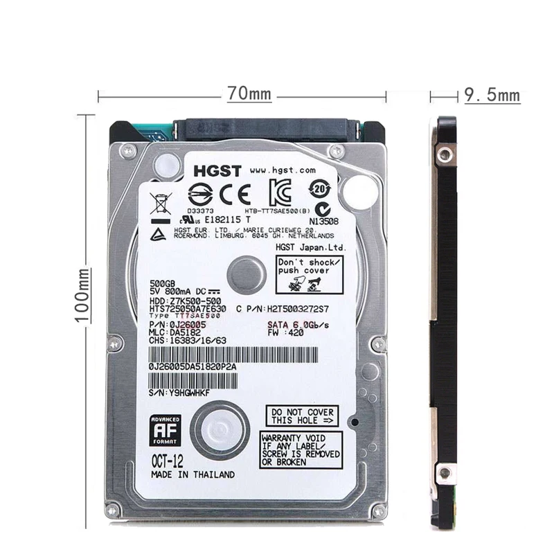 Внутренний жесткий диск HGST для ноутбука 2 5 дюйма 500 ГБ 8 Мб/32 Мб 5400 об/мин 7200 об/мин| |
