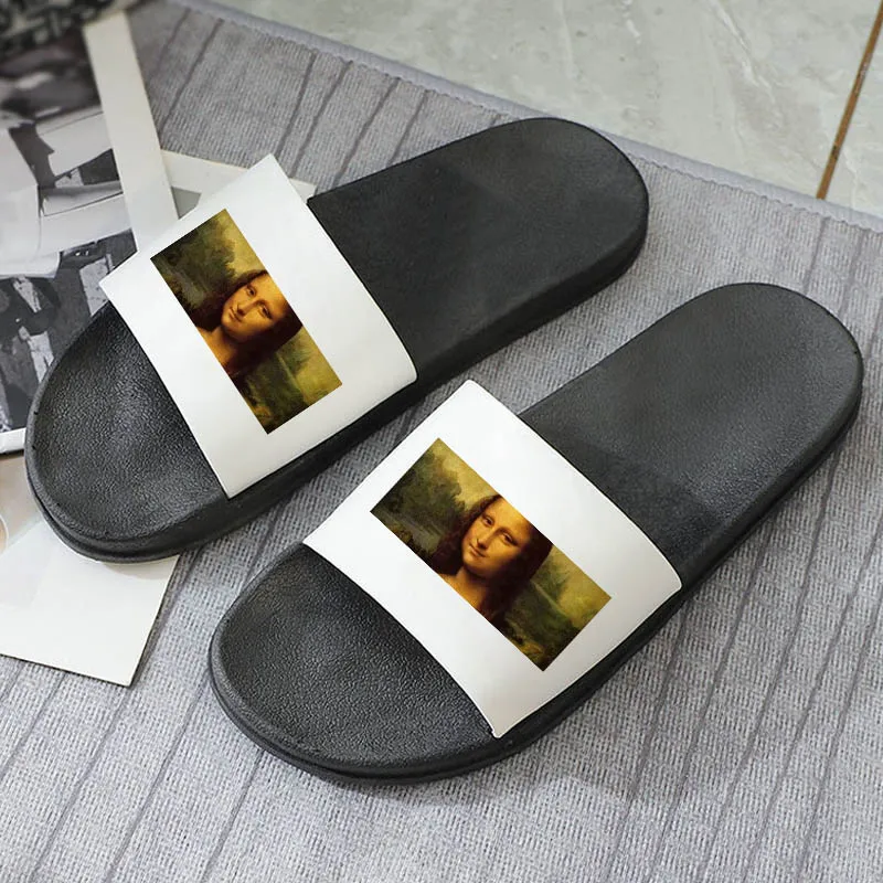 

Mona Lisa Print Slippers Summer Slides Fashion Flip Flop Ladies Korean version slippers Oil Painting Slippers Women