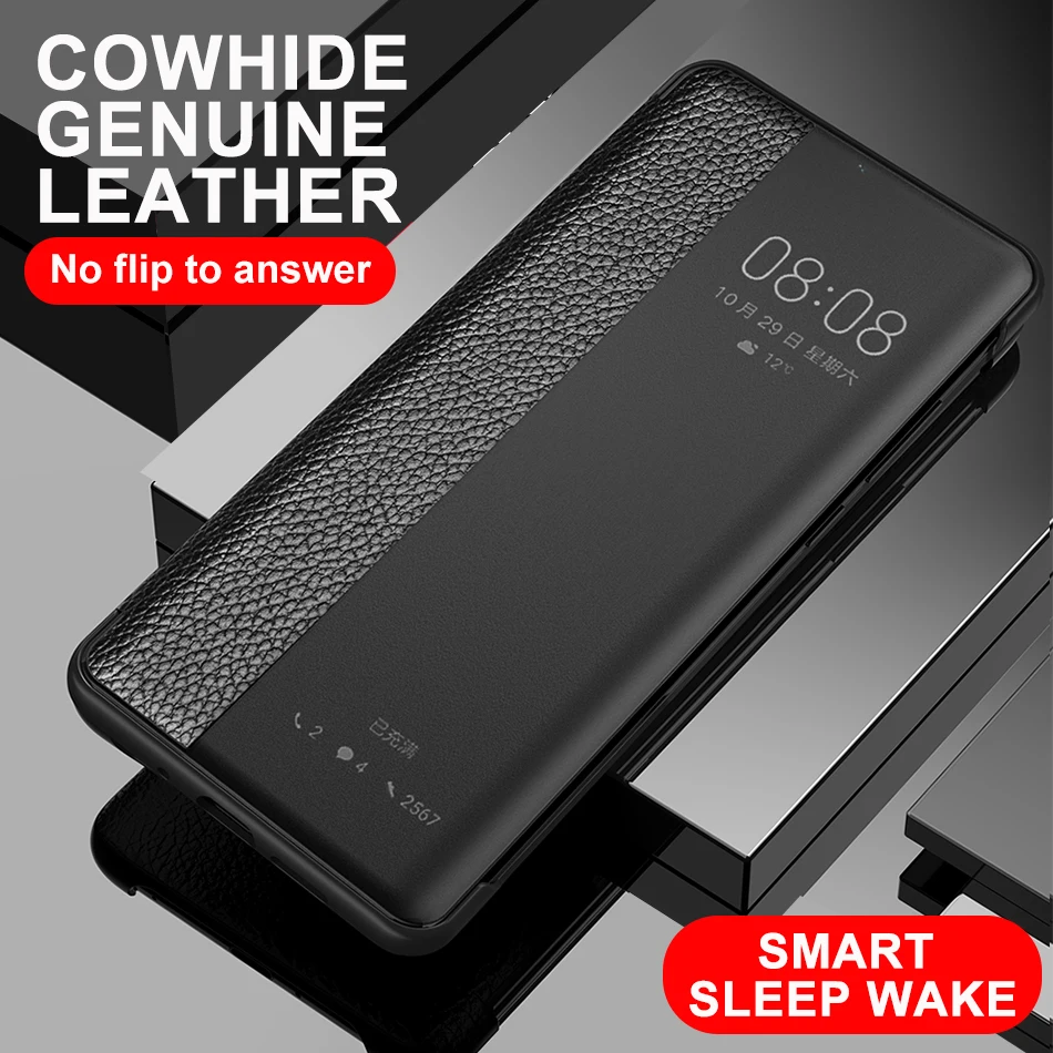 

Чехол-книжка для Huawei P30 Pro, P20 Pro, натуральная кожа, противоударный