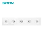SRAN настенная прозрачная стеклянная панель, розетка с 5 рамами, европейский стандарт, 16 А, заземленная 430 мм * 86 мм, пять розеток