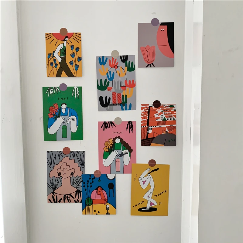 

Набор декоративных открыток в Корейском стиле, 9 шт., реквизит для фотографий, почтовые принадлежности для самостоятельной сборки стен комн...