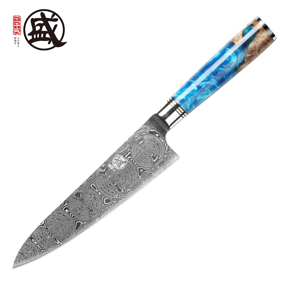 Японский нож MITSUMOTO SAKARI 7 5 дюйма из дамасской стали ручной работы шеф повара с