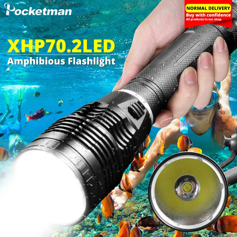 

Супер-яркий фонарик для дайвинга XHP70, IPX8, высочайший Уровень водонепроницаемости, профессиональный, для дайвинга, 300 м, не с батареей 26650, с ру...