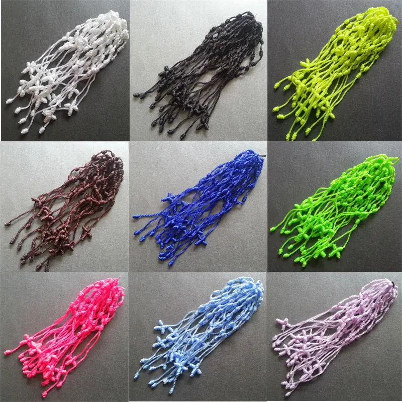 

18Colors Handmade Rope Knotted Cross Rosary Bracelets Pulseras Decenarios Nylon Cross Bracelets of Religious Gift 12 pieces/pack