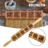 handhold embossed rolling pin multipurpose cartoon animal pattern rolling pin practical kitchen baking gadgets accessories