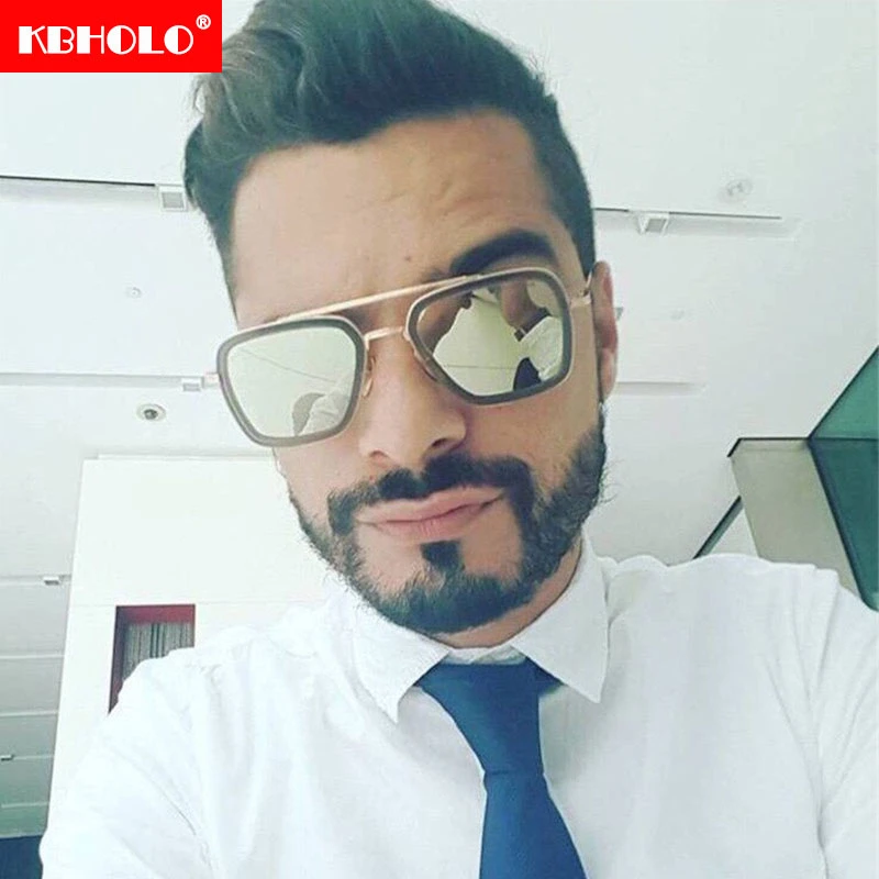 KHBOLO 1:1 Tony Stark солнцезащитные очки мужские Oculos Ретро Мужские Железный человек 3