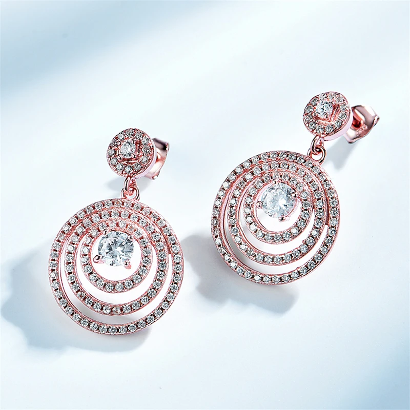 

Женские серьги-подвески DY из стерлингового серебра 925 пробы с подвеской из розового золота, модные ювелирные изделия