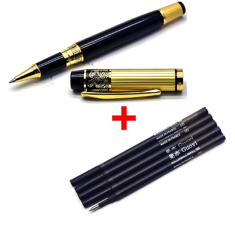 D018-5 black ink Guoyi D018 металлическая гелевая ручка для гравировки 0,5 мм для школы, офиса, учебы, канцелярские принадлежности, роскошный подарок, ручка для деловых подписей - Цвет: D018-5 black ink