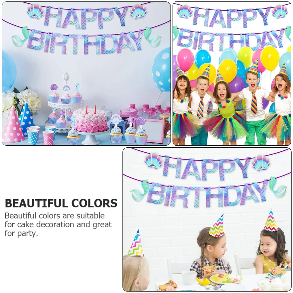 

51pcs Colorful Mermaid Cake Inserts Cake Mermaid Decors Cakes Decorations