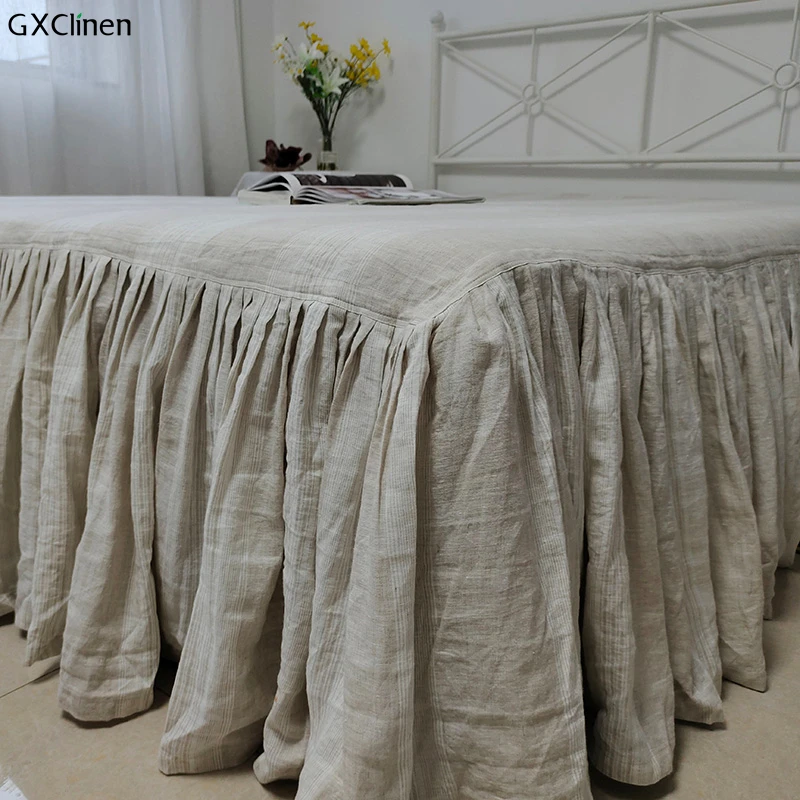 Постельное белье с французскими камнями мягкое покрывало из 100% льна оборками
