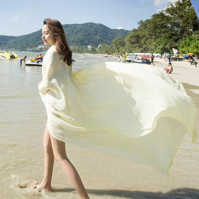 Женское пляжное полотенце шифоновое для защиты от солнца из чистого шелка| |