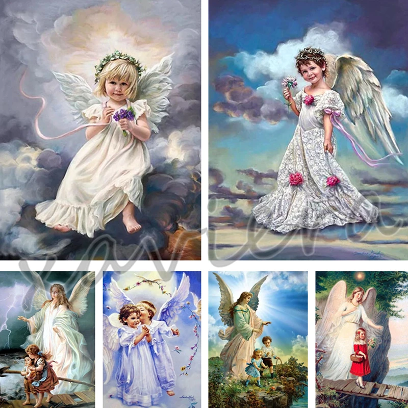 

5D Diy Diamond Painting Angel Baby Embroidery Goddess Wings Full Drill Mosaic Picture of Rhinestone Cross Stitch Handmade Craft