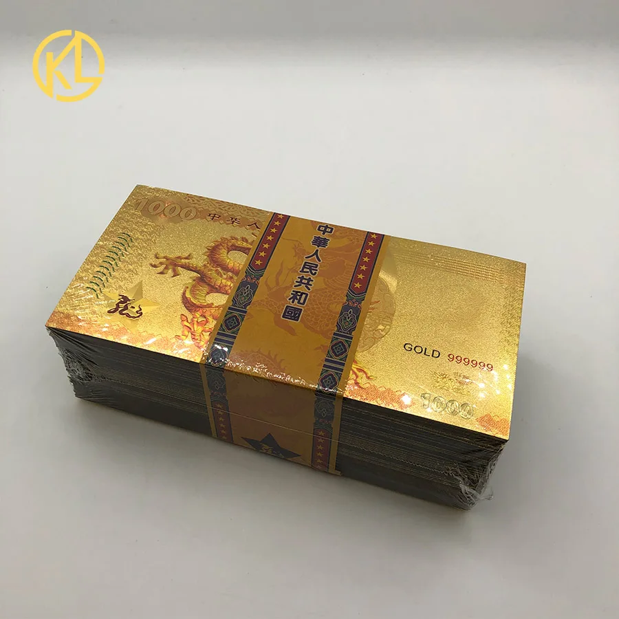 1000 юаней банкноты из золотой фольги китайский дракон с защитой от УФ светильник