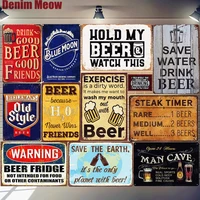 save water drink beer tin sign vintage metal poster decorative bar metal plate plaques wall sticker man cave iron painting a641
