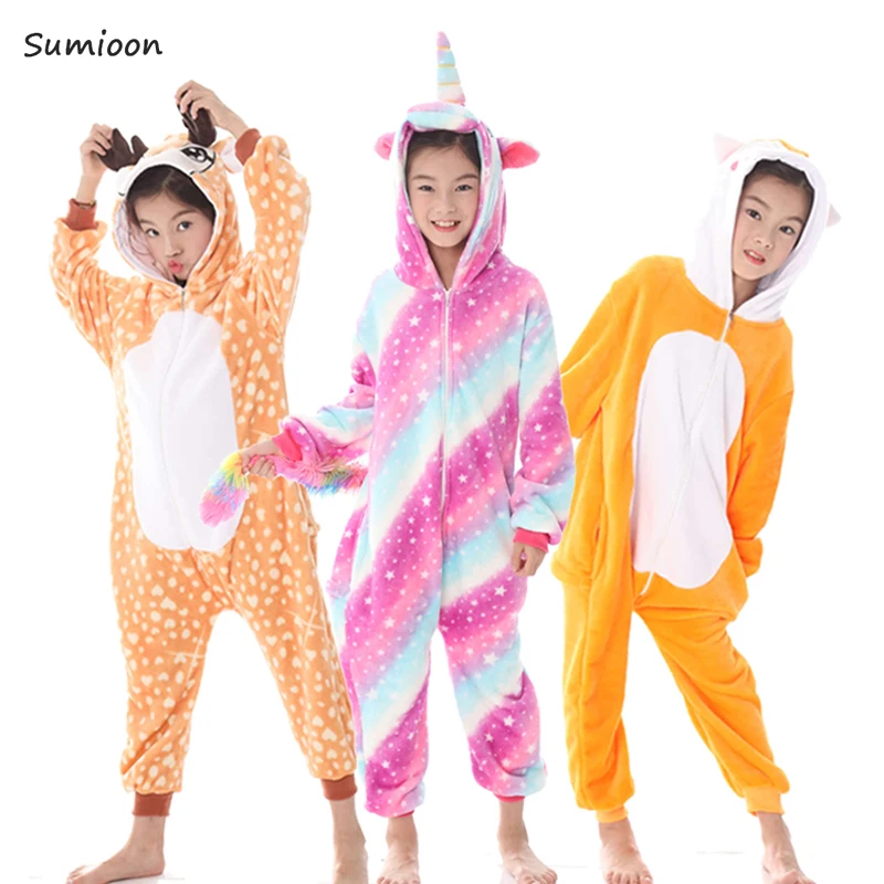 Пижама кигуруми единорог для детей маленьких девочек одежда сна мальчиков