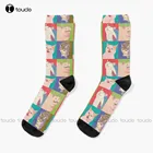 Носки четыре мема с кошками апокалипсиса, зимние носки для мужчин, индивидуальные носки унисекс для взрослых и подростков, Молодежные носки с цифровым принтом 360 