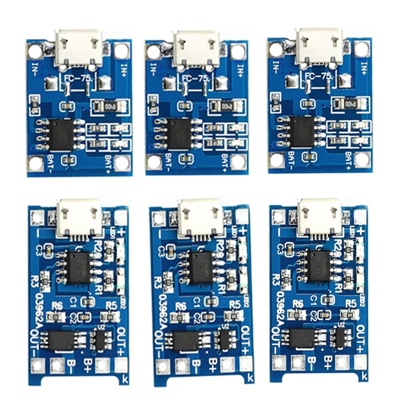 

5V 1A 18650 Micro USB batterie au Lithium chargeur module + Protection double fonctions, Lithium Battery Charging Board TP4056