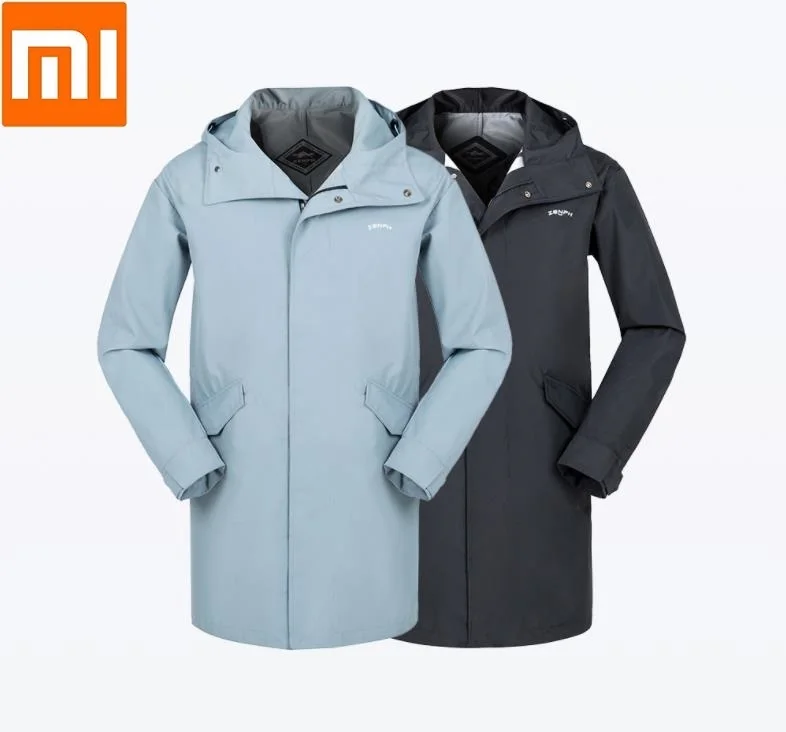 Xiaomi Осень Зима Мода Спорт Досуг ветрозащитный водонепроницаемый длинная куртка ветровки Мужская женская верхняя одежда плащ с капюшоном