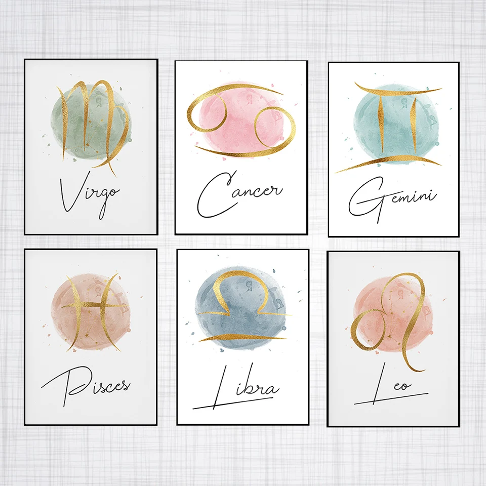 

Constellation Nursery Wall Art Canvas Poster Prints Star Sign Minimalist Abstract Painting Nordic Kids Room Decoration Pictures