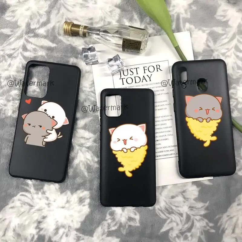 

Peach Cat Cute Cartoon Couple Phone Case For Samsung A71 A32 5G A51 A52 A31 A21 A20E A50 A40 A30 A20 A10 S Silicone Cover