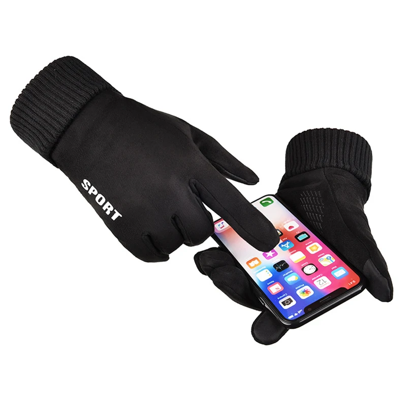 Мужские кожаные перчатки унисекс с сенсорным экраном теплые водительские зимние