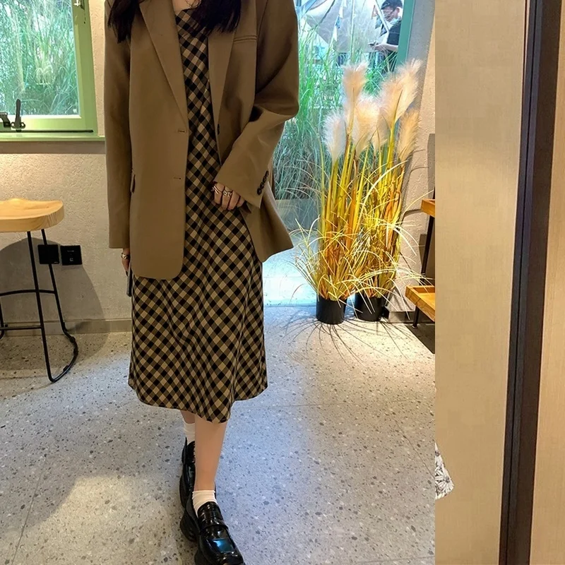 

Autumn Suit Coat Women's Casual Single-Breasted Black Coffee