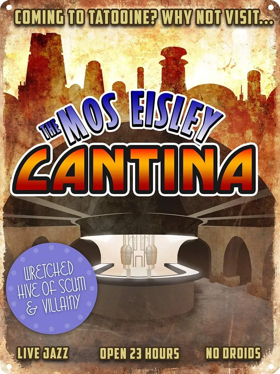 

HAIMAX Wall Decor Coming To Tatooine, The Mos - Eisley - Cantina Tin Sign 12" x 8" Metal Signs For Farm Wine Cellar Personalized