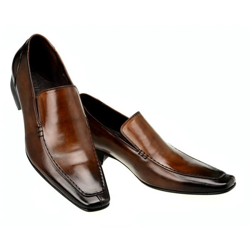 

Luxury Men Genuine Leather Dress Shoes High Quality Italian Design Black Hand-made Work Shoe Pointed Toe Wedding Shoes Male