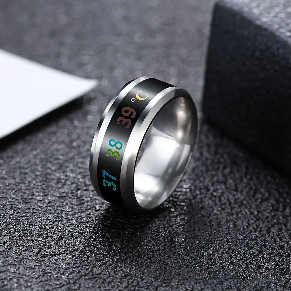 Temperature Ring Titanium Steel Mood Emotion Feeling Intelligent Sensitive Rings for Women Men Waterproof Jewelry | Украшения и