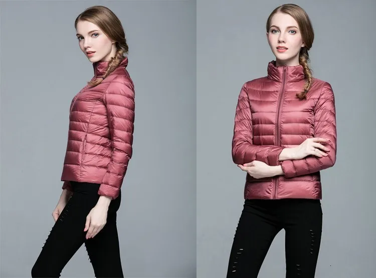 Зимняя женская куртка-пуховик на 90% белом утином пуху, женские ультра легкие пуховики, тонкие длинные куртки с длинными рукавами, модная одежда ярких цветов