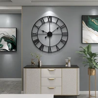 american wrought iron wall clock cross border hot sale round retro roman clock silent living room wall clock