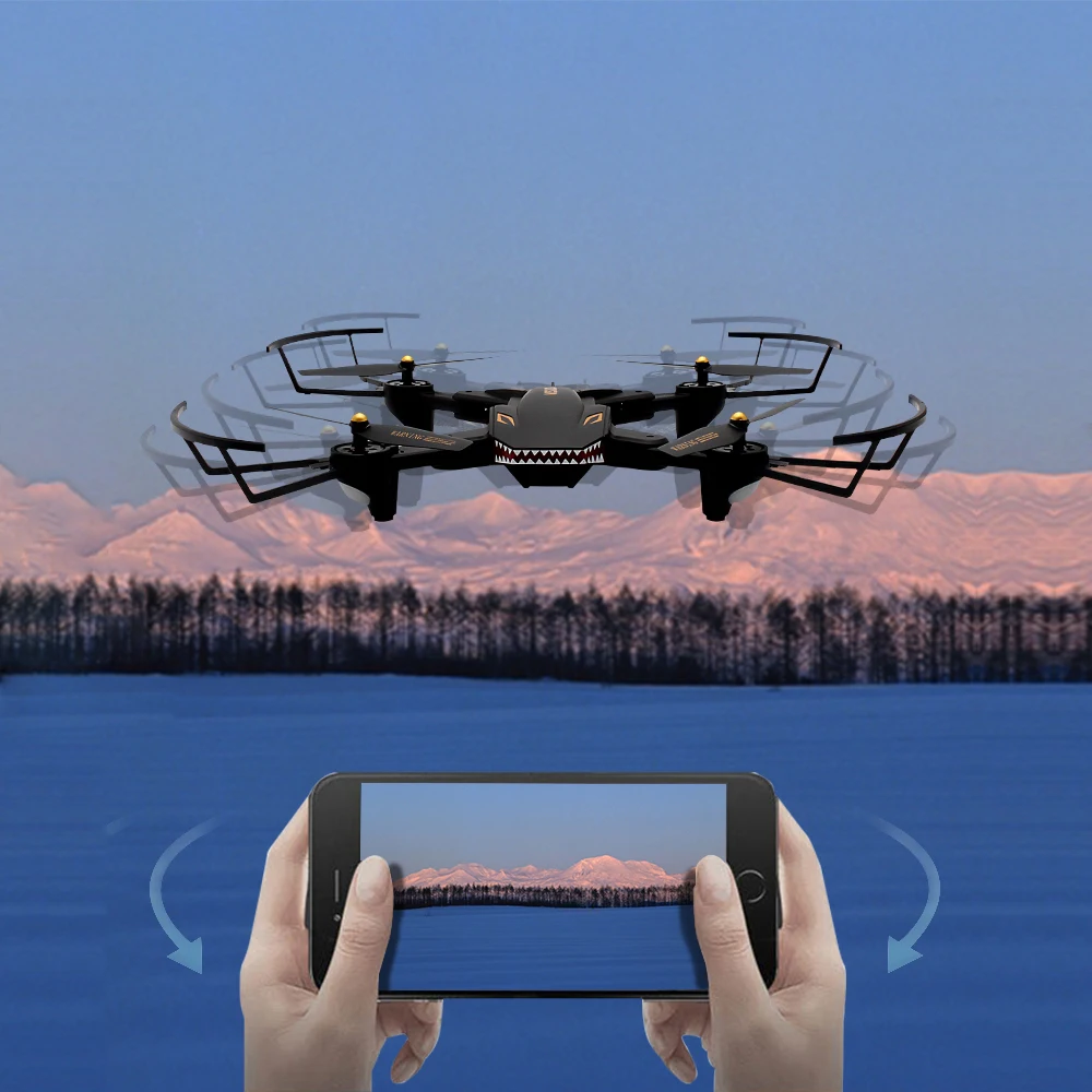 Радиоуправляемый Дрон XS809S складной мини с камерой 2 МП Wi Fi FPV широкоугольный