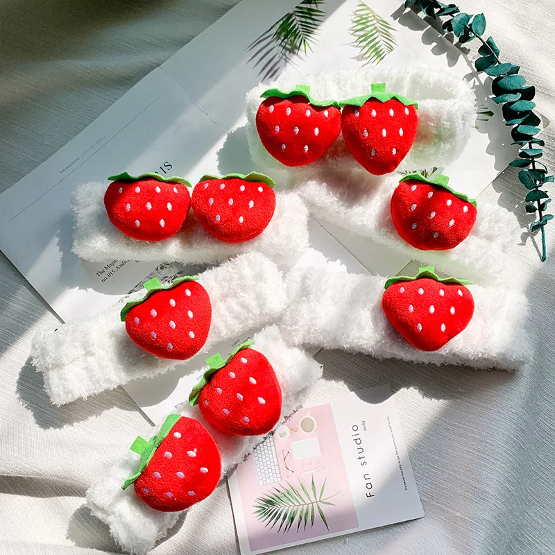 

Fashion Solid Color Winter Headband Make up Strawberry Headbands for Women Elastic Hairband Cute Headwear Fine Hair Accessories