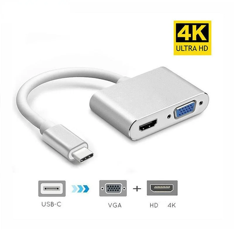 

Адаптер Bkscy Type-C на HDMI, совместимый с 4K VGA, внешний к Hd Vga-кабелю для MacBook Pro, Samsung S9, S10, Huawei P20, к телевизору с проектором
