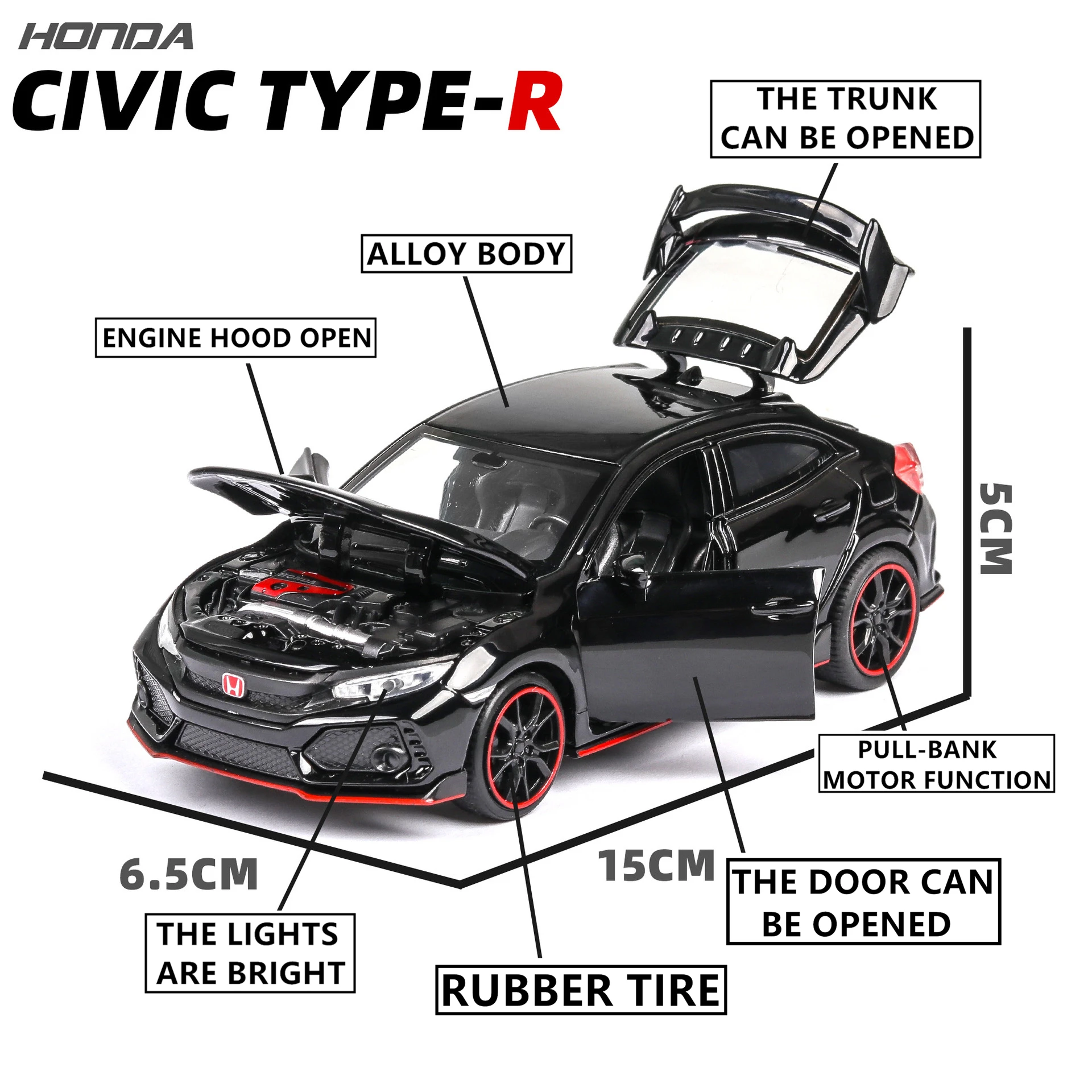 Модифицированные украшения для автомобиля Honda Civic 1:32 модель из сплава